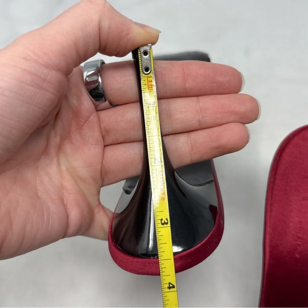 Giuseppe Zanotti Vicini Vintage Y2K Silk Satin Minimalist Slide Mule Sandal Heel - Picture 13 of 15